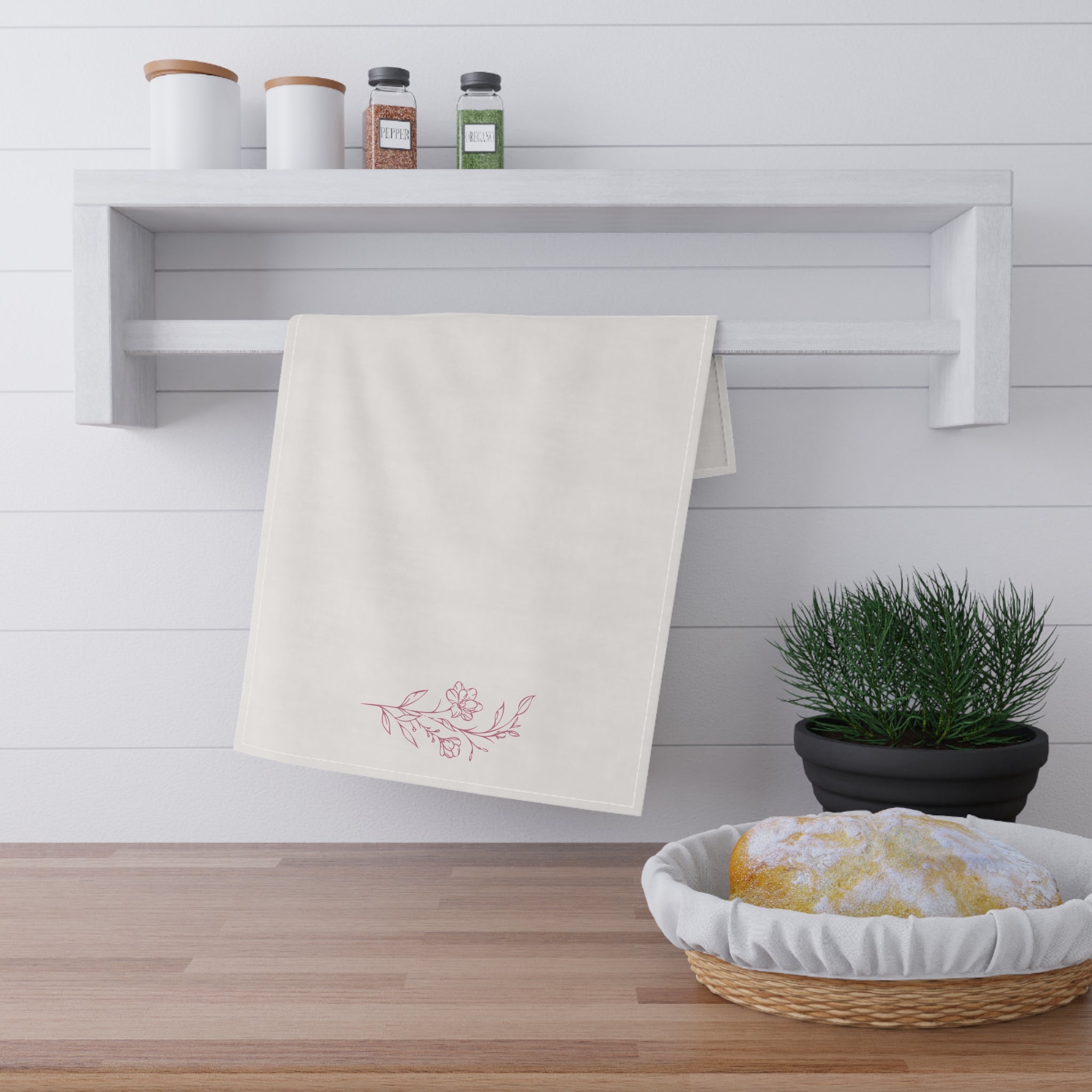 Chic Floral Cotton Tea Towels - Country Kitchen Decor, Gift for Home Cooks, Mothers Day, Rustic Kitchen Accessories, Embroidered Dish Towels